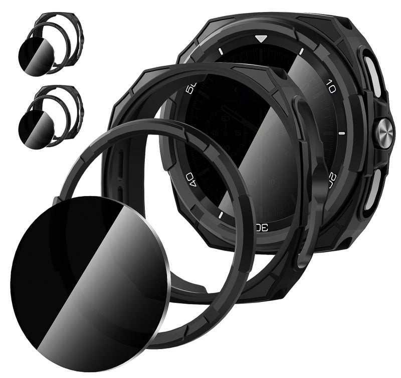 Suoman 2+2 Pack for Samsung Galaxy Watch 8 Classic 46mm Privacy Case, [3-in-1] [Anti-Peeping] Tempered Glass Screen Protector+ All-Around Protective TPU Bumper Cover - Image 1