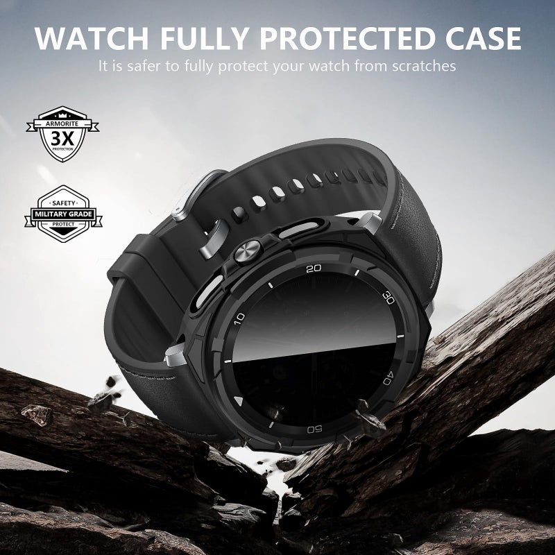 Suoman 2+2 Pack for Samsung Galaxy Watch 8 Classic 46mm Privacy Case, [3-in-1] [Anti-Peeping] Tempered Glass Screen Protector+ All-Around Protective TPU Bumper Cover - Image 4