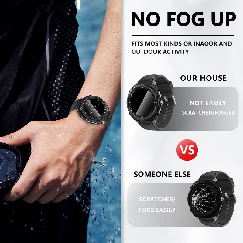 Suoman 2+2 Pack for Samsung Galaxy Watch 8 Classic 46mm Privacy Case, [3-in-1] [Anti-Peeping] Tempered Glass Screen Protector+ All-Around Protective TPU Bumper Cover - Image 5