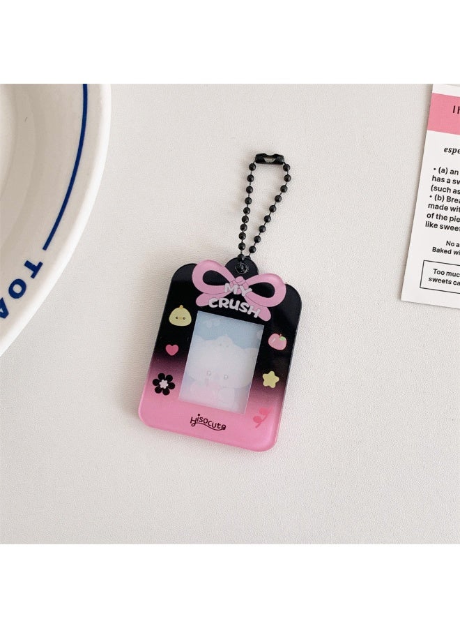 NIBEMINENT 1 - Piece Acrylic Bow Kpop Photo Card Holder Pendant Key Chain ID Badge Holder ID Card Holder Photo Card Protector for School ID Office ID Access Card for Women Girls - Image 1
