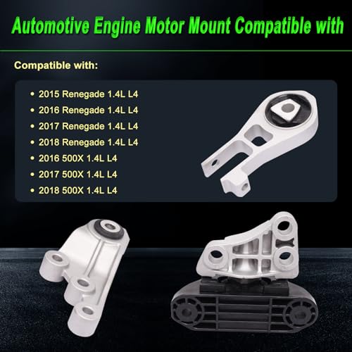 SHICHU Engine Motor Mount Compatible with 2015-2018 Renegade 2016-2018 500X 1.4L L4 Replacement for 68254474AA 68254669AA 68257232AA Set of 3 - Image 2