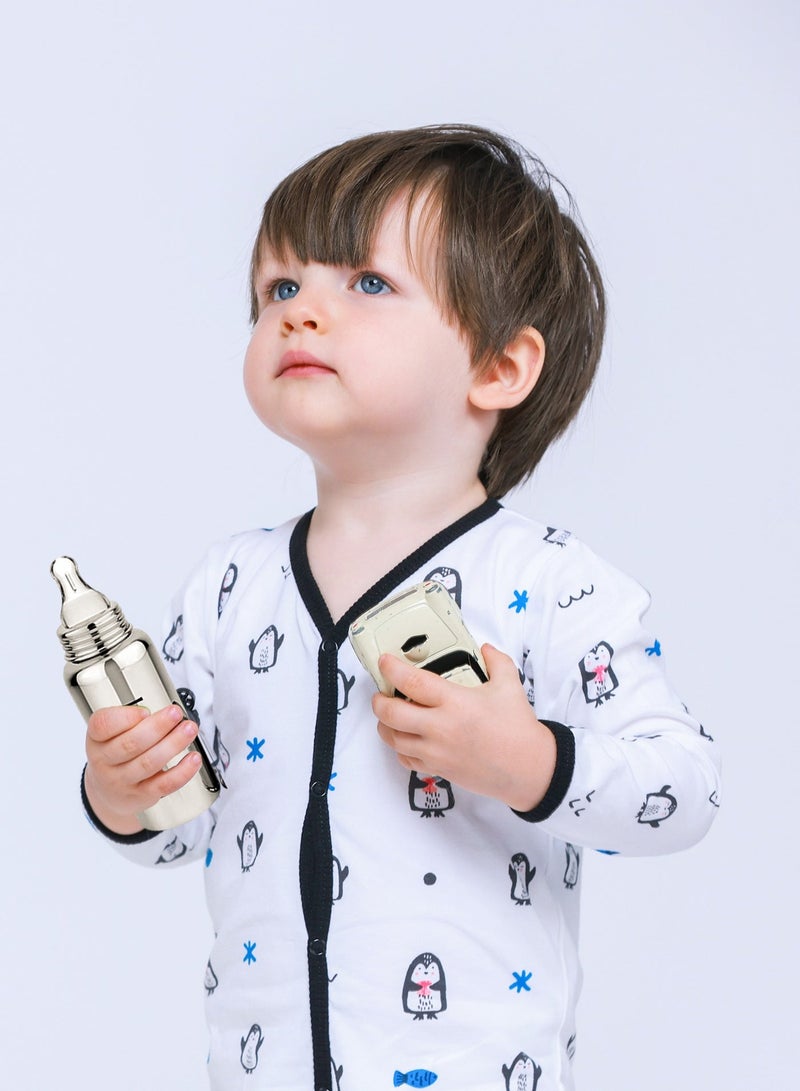 LUAY طقم هدايا فاخر مع بدلة أطفال، زجاجة رضاعة للأطفال ودب محشو - أفضل سلة هدايا للأطفال (0-3 أشهر) - Image 2