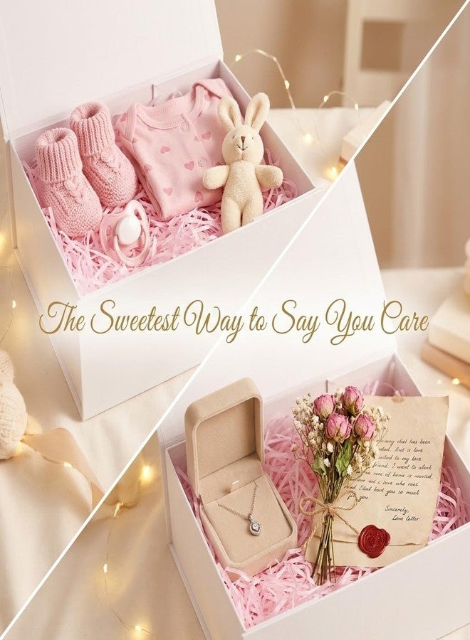 Rsgift White Gift Box with Lid, 7.8x7x3.1 Inches(Inside size:7.4x6.8x3 inches), Magnetic Closure Small box for Men - Wedding, Birthday, Graduation Packaging - Image 4