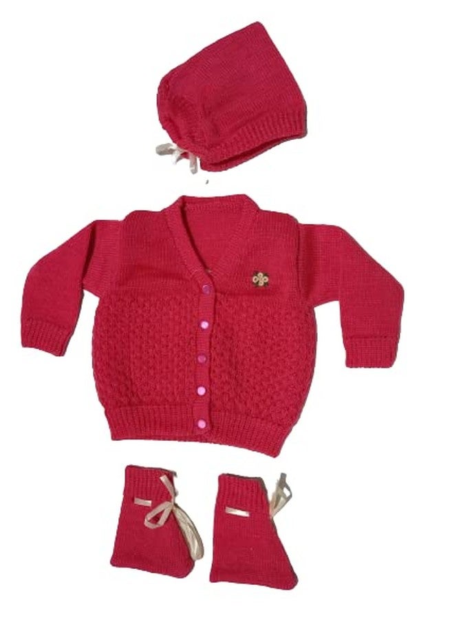 NAVYZONE Baby Woolen Sweater for Unisex New Born Baby (Combo of 2) (0-3 Months, Dark Pink- Light Pink) - Image 4