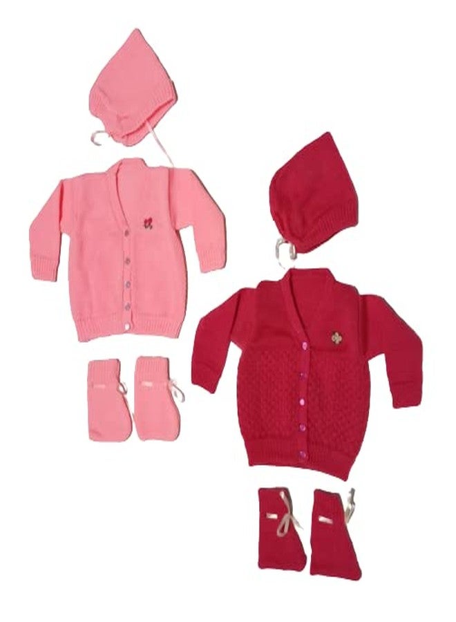NAVYZONE Baby Woolen Sweater for Unisex New Born Baby (Combo of 2) (0-3 Months, Dark Pink- Light Pink) - Image 2