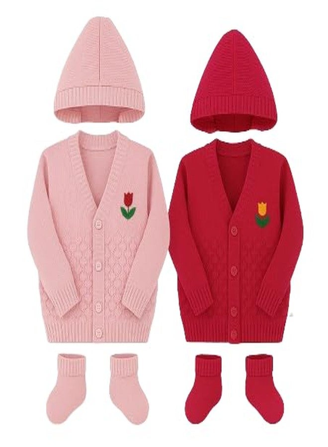 NAVYZONE Baby Woolen Sweater for Unisex New Born Baby (Combo of 2) (0-3 Months, Dark Pink- Light Pink) - Image 1