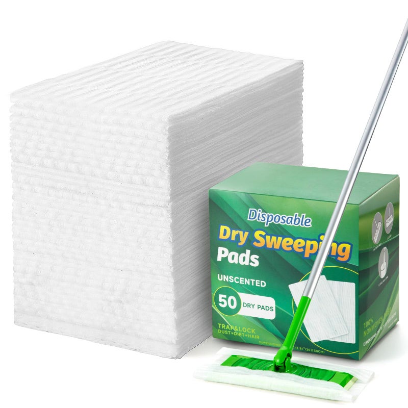 PEACHICHA Flash Dust Magnet Dry Mop Refills Disposable Dusting Cloths Floor Dust Remove Pads Speedmop Dry Pad Refills 50 Pcs