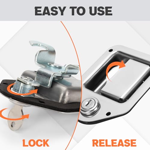 Lonffery Truck Tool Box Latch Stainless Steel Toolbox Paddle Lock Replacement Handle with Keys for RV, Truck, Trailer, UTV, ATV Box (2 Pack) - Image 4