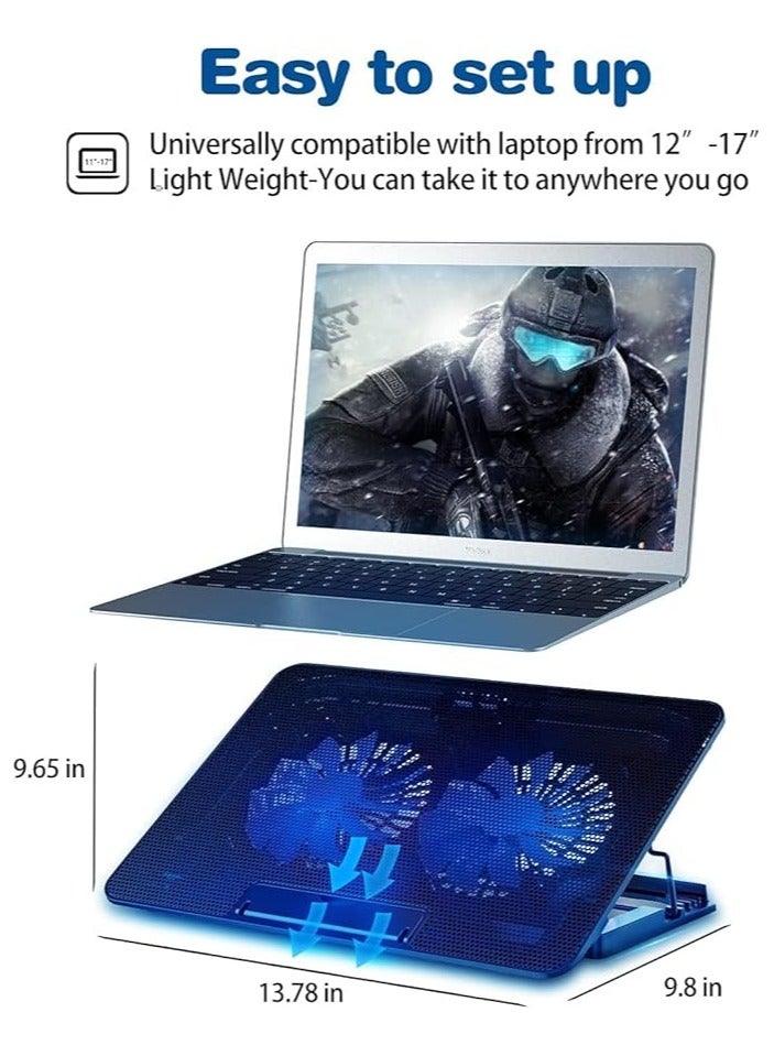 erorex Laptop Cooling Pad for 14-17 Inch Notebooks - Ultra-Slim, Quiet, Ergonomic Design - Adjustable Height Cooling Stand - Ideal for Gaming, Office, and Home Use - Image 2