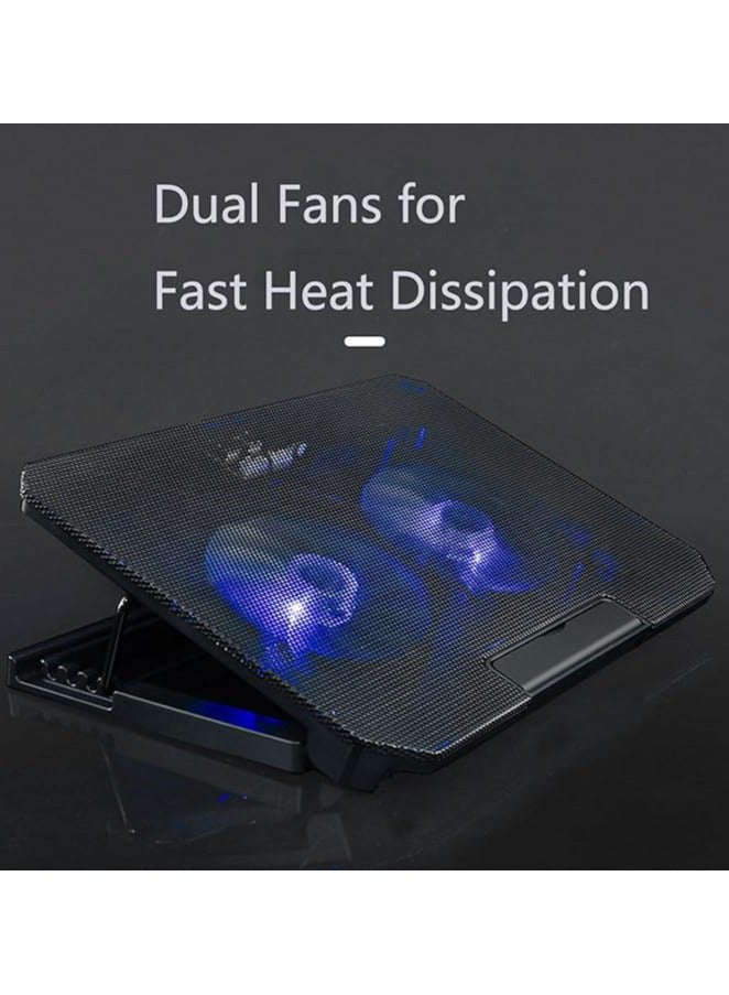 erorex Laptop Cooling Pad for 14-17 Inch Notebooks - Ultra-Slim, Quiet, Ergonomic Design - Adjustable Height Cooling Stand - Ideal for Gaming, Office, and Home Use - Image 3