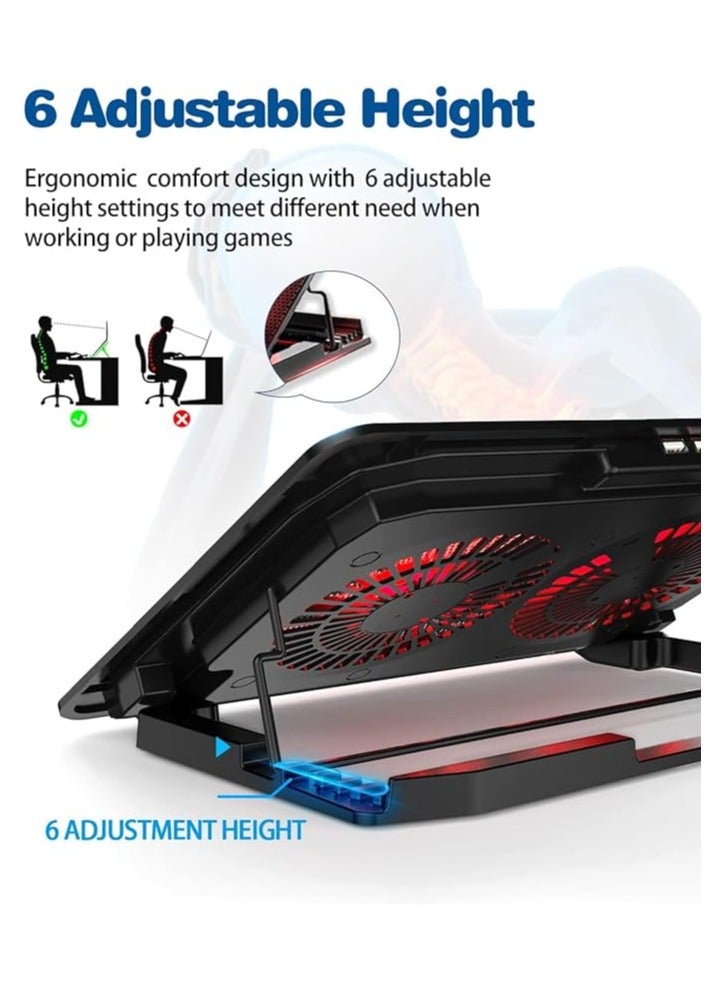 erorex Laptop Cooling Pad for 14-17 Inch Notebooks - Ultra-Slim, Quiet, Ergonomic Design - Adjustable Height Cooling Stand - Ideal for Gaming, Office, and Home Use - Image 5