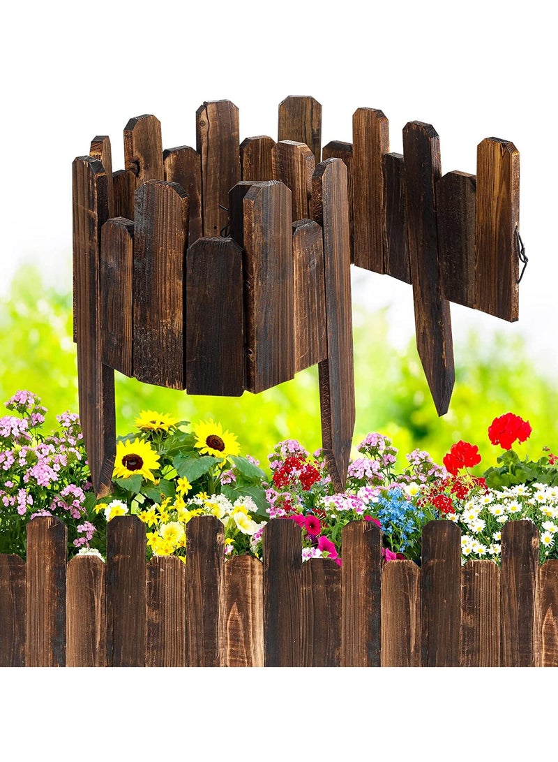LINGWEI Wooden Picket Fence Garden Edging Bordre Brown 120x30x1cm - Image 1
