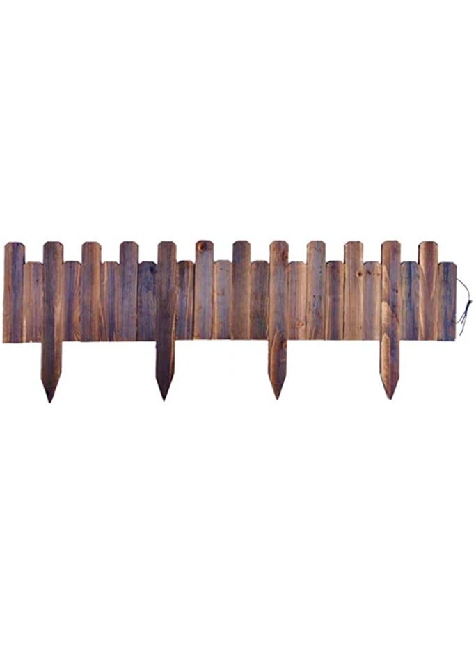 LINGWEI Wooden Picket Fence Garden Edging Bordre Brown 120x30x1cm - Image 2