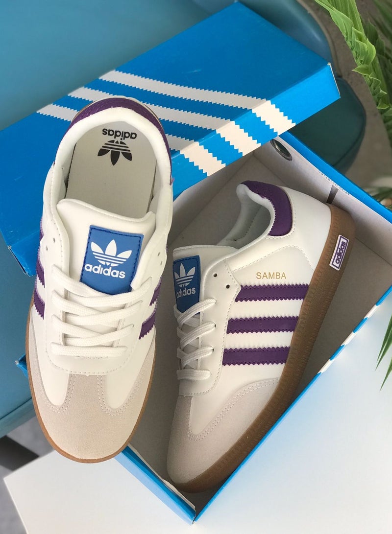 Adidas Samba Casual Boots White and Purple High Copy