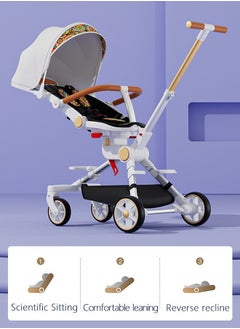 Arabest Baby Stroller, Convertible Travel Strollers, Two-Way Foldable Stroller with 5-Point Harness & SunShade, Extra Storage  - Image 3