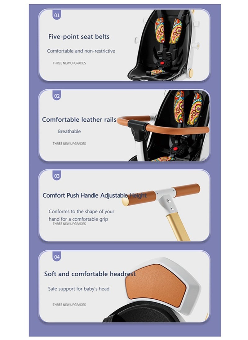 Arabest - Baby Stroller, Convertible Travel Strollers, Two-Way Foldable Stroller with 5-Point Harness & SunShade, Extra Storage - Image 1