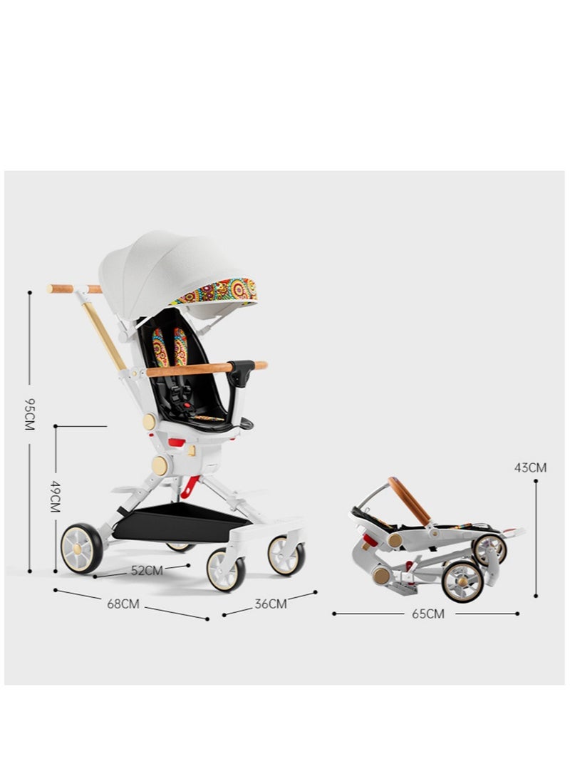 Arabest - Baby Stroller, Convertible Travel Strollers, Two-Way Foldable Stroller with 5-Point Harness & SunShade, Extra Storage - Image 1