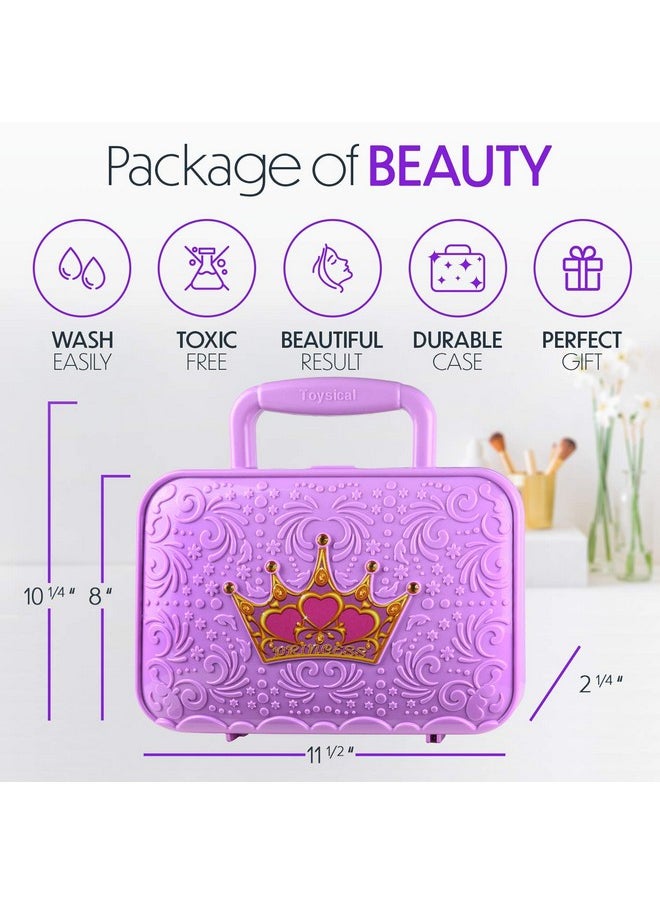 Toysical Makeup Kit For Girls 51 Pcs Pretend Makeup Set For Kids Real Makeup Toys For Girls Non Toxic Princess Toys For Girls Birthday Gift For 3 4 5 6 7 8 9 10 Years Old Children  - Image 4