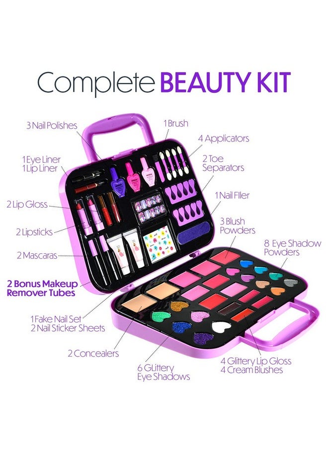 Toysical Makeup Kit For Girls 51 Pcs Pretend Makeup Set For Kids Real Makeup Toys For Girls Non Toxic Princess Toys For Girls Birthday Gift For 3 4 5 6 7 8 9 10 Years Old Children  - Image 2