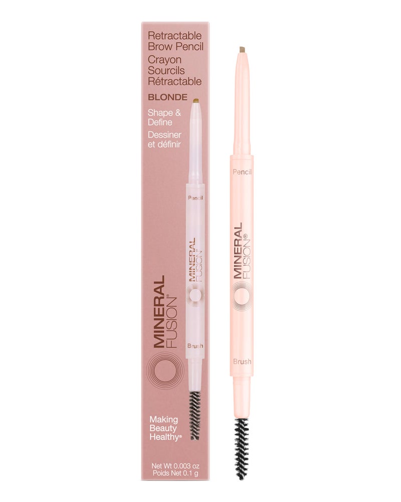 Mineral Fusion Retractable Brow Pencil (Blonde) - TZR 2025 Beauty Heroes Award Winner - Shape & Define Eyebrow with Blending Spoolie Brush - Velvety Smooth, Long-Lasting Color - Vegan Formula - Image 1