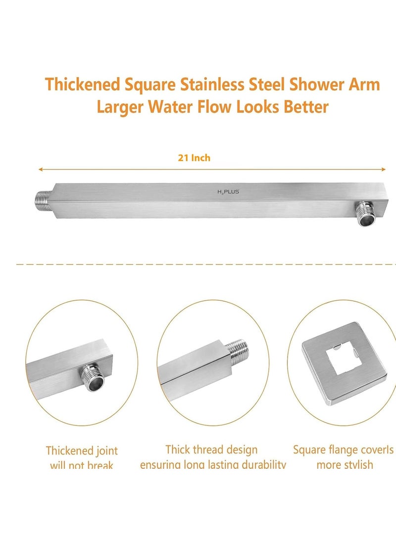 H2PLUS H2PLUS Mirror Stainless Steel 10 10 304 Square Ultra Slim High Pressure Rainfall Shower Head for bathroom With 21inch Arm Fit Pack of 1  - Image 3