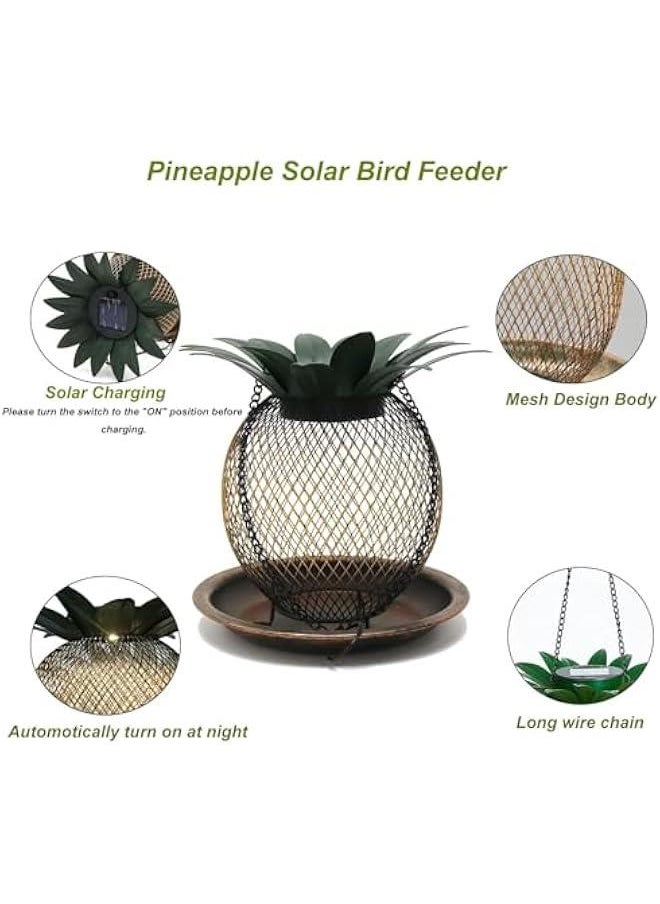 MIXDE Vintage Solar Birder Feeder for Outside Hanging,Metal Squirrel Proof Bird Feeders Pineapple Mesh Wild Birder Feeders,Yard Garden Lawn Backyard Decor  - Image 2