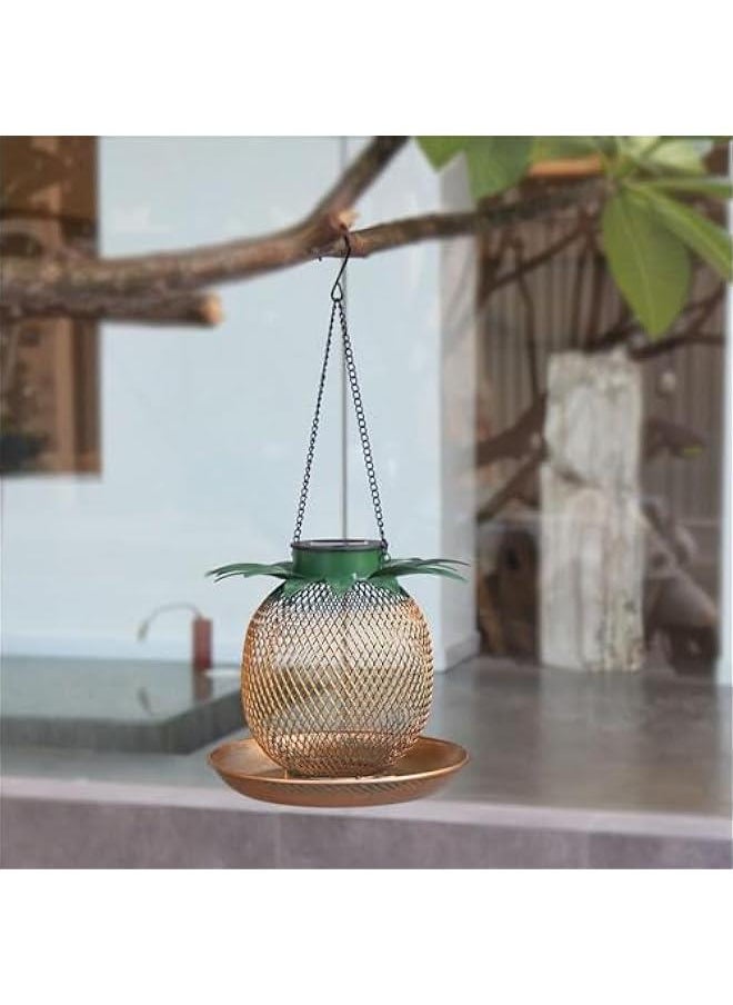 MIXDE Vintage Solar Birder Feeder for Outside Hanging,Metal Squirrel Proof Bird Feeders Pineapple Mesh Wild Birder Feeders,Yard Garden Lawn Backyard Decor  - Image 3