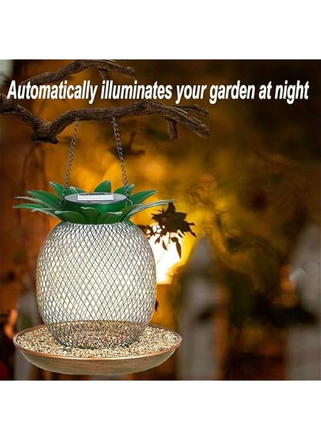 MIXDE Vintage Solar Birder Feeder for Outside Hanging,Metal Squirrel Proof Bird Feeders Pineapple Mesh Wild Birder Feeders,Yard Garden Lawn Backyard Decor  - Image 4
