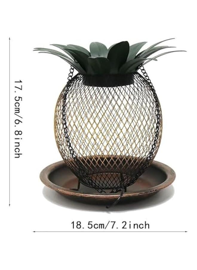 MIXDE Vintage Solar Birder Feeder for Outside Hanging,Metal Squirrel Proof Bird Feeders Pineapple Mesh Wild Birder Feeders,Yard Garden Lawn Backyard Decor  - Image 5