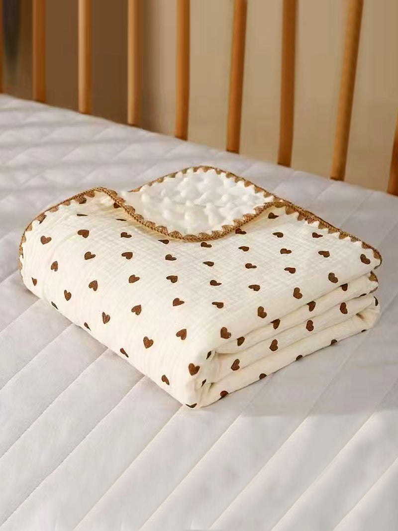 LITTLE SURPRISE BOX Little Surprise Box,  Brown Hearts, 2pcs Super Soft Breathable pure Muslin cotton Blanket and pillow set for Newborn & Infants - Image 2