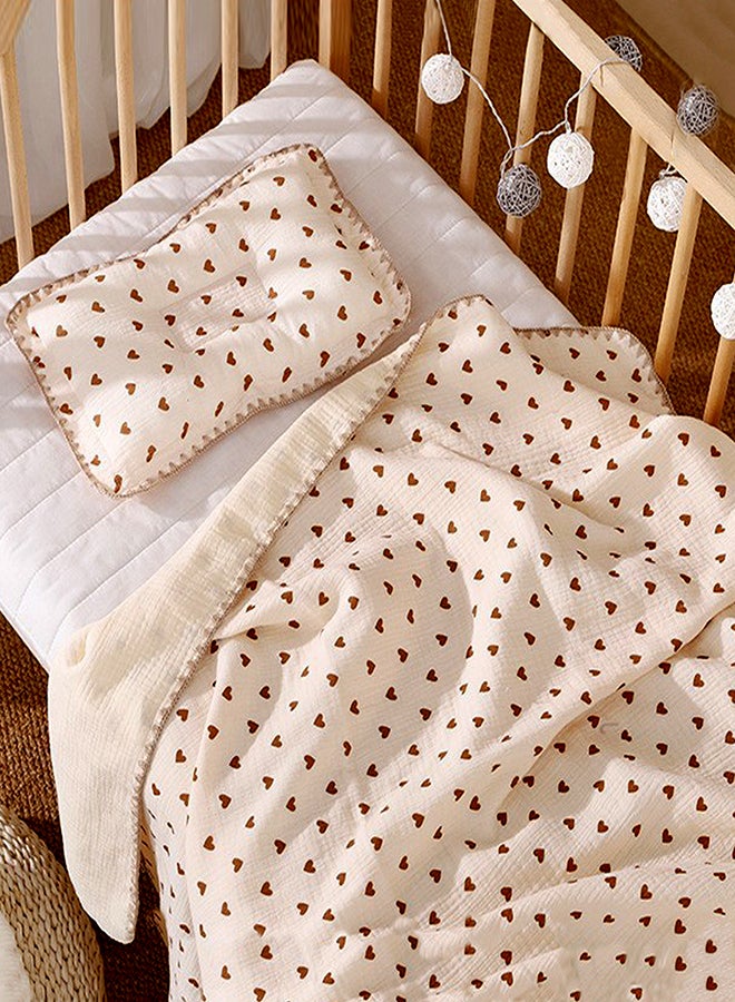LITTLE SURPRISE BOX Little Surprise Box,  Brown Hearts, 2pcs Super Soft Breathable pure Muslin cotton Blanket and pillow set for Newborn & Infants - Image 4