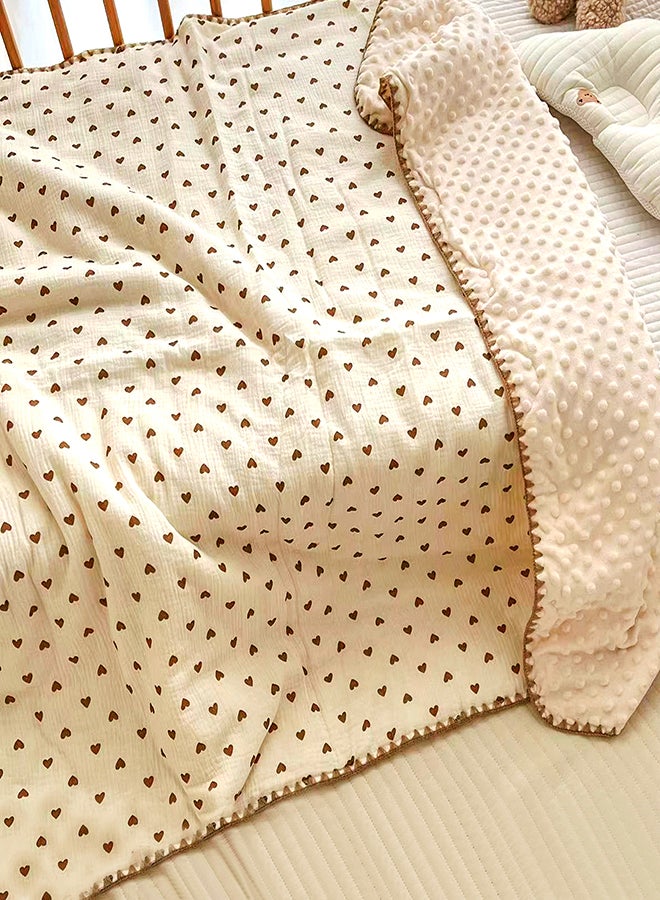 LITTLE SURPRISE BOX Little Surprise Box,  Brown Hearts, 2pcs Super Soft Breathable pure Muslin cotton Blanket and pillow set for Newborn & Infants - Image 3
