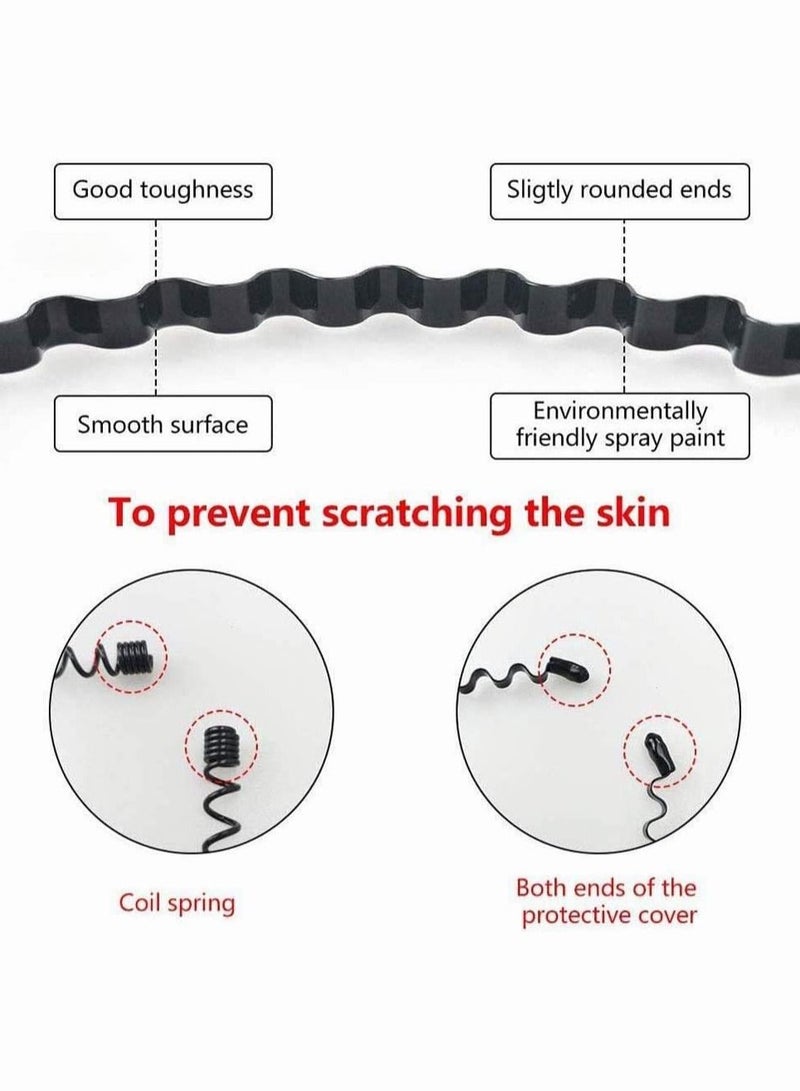 8 PCS Metal Spring Wavy Hairband Hair Hoop Men Women's Metal Hair Bands Black - Image 4