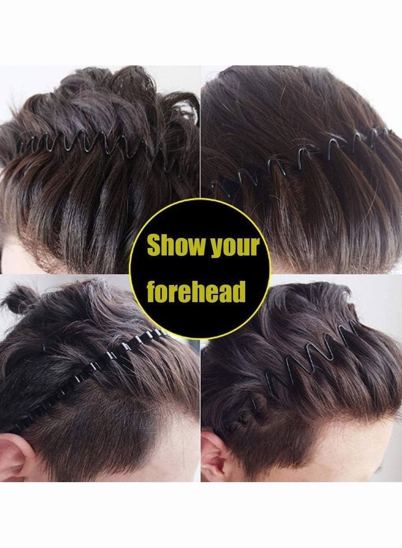 8 PCS Metal Spring Wavy Hairband Hair Hoop Men Women's Metal Hair Bands Black - Image 5