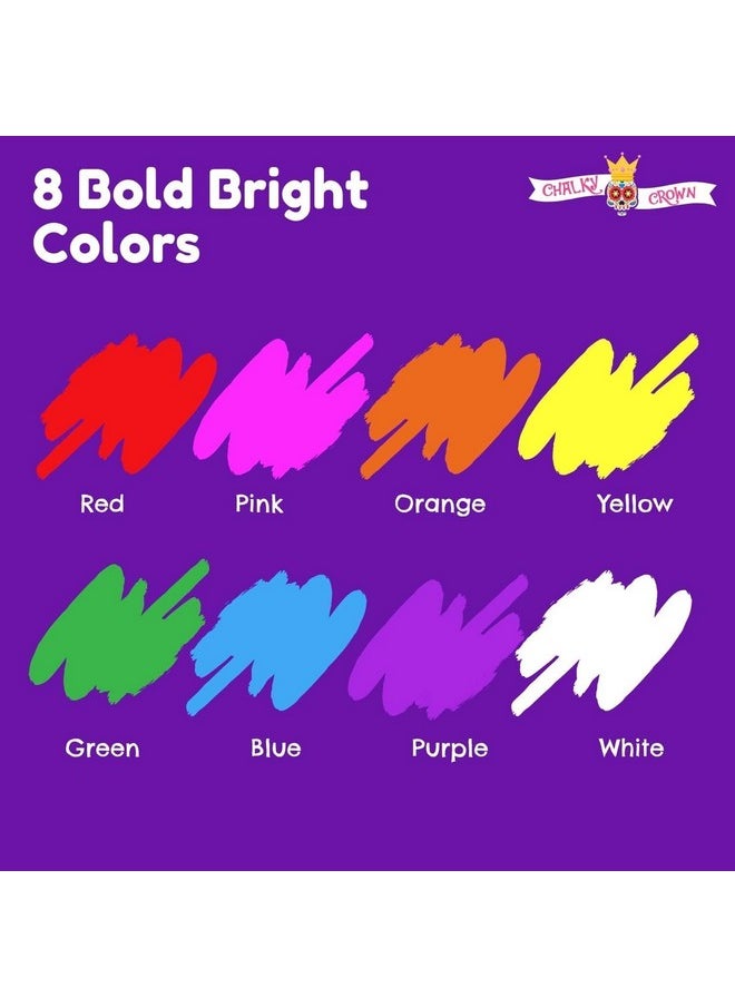 CHALKY CROWN CHALKY CROWN Bold Chalk Markers - Dry Erase Marker Pens - Liquid Chalk Markers for Chalkboards, Signs, Windows, Blackboard, Glass - Reversible Tip (8 Pack) - (Multicolored, 1mm)  - Image 4