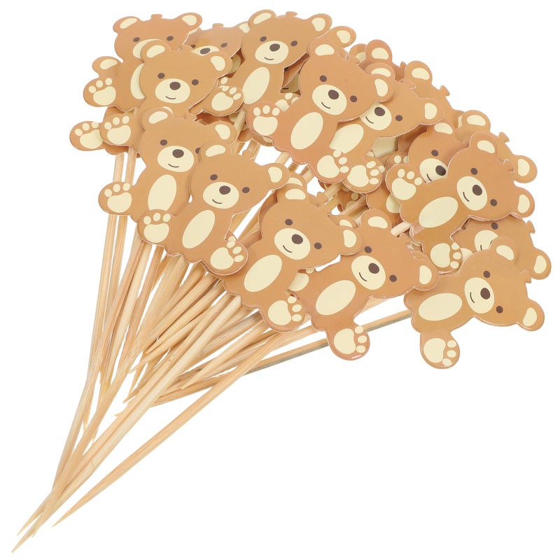 Bear Cake Toppers And Cupcake Picks 50pcs Non Edible Food Picks For Birthday Party Decorations - Image 2