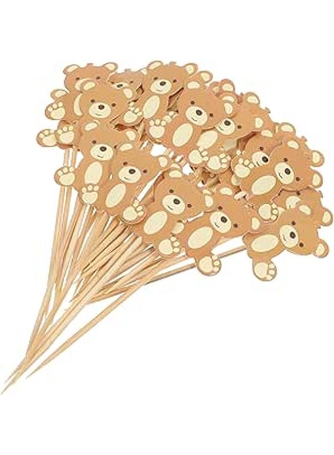 Bear Cake Toppers And Cupcake Picks 50pcs Non Edible Food Picks For Birthday Party Decorations - Image 1