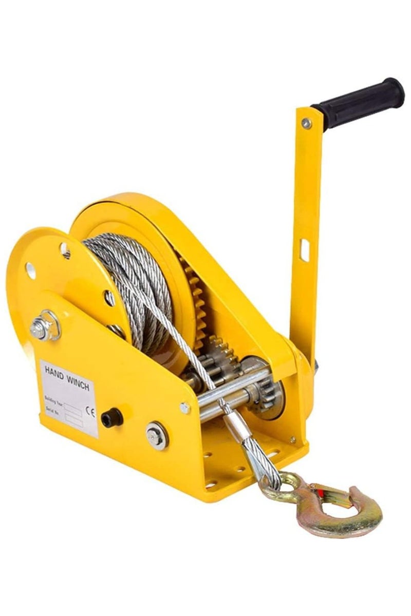 Hand Winch, Heavy Duty Manual Crank Two-Way Ratchet Winch with Cable and Steel Hook, Hand Winch for Boat Trailer with Automatic Brake, Portable Hoisting Detachable Winch(Size:30m,Color:2600lbs) - Image 1
