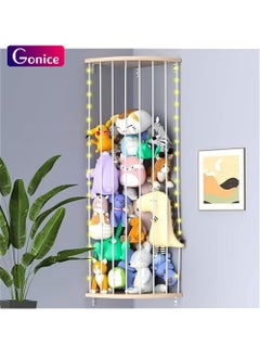 Corner Stuffed Animal Storage Toy Organizer, Stuffed Animals Holder, Large Kids Plushies Toys Wall Hanging with Adjustable Length for Nursery Playroom Bedroom