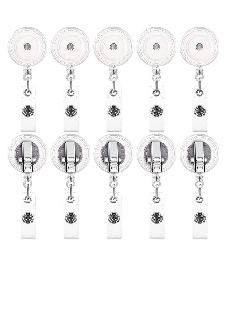 SYOSI 10 Pieces Retractable Badge Holder Reels with Swivel Alligator Clip, ID Card Holder Name Badge Reel Clips for Students Teachers Office Workers Clear  - Image 1
