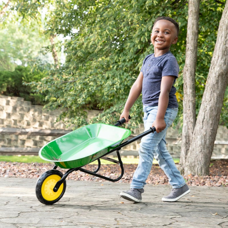 John Deere TOMY John Deere Kids Wheelbarrow - 34 Inch - Kids Gardening Tools - John Deere Toys - Ages 2 Years and Up - Image 4