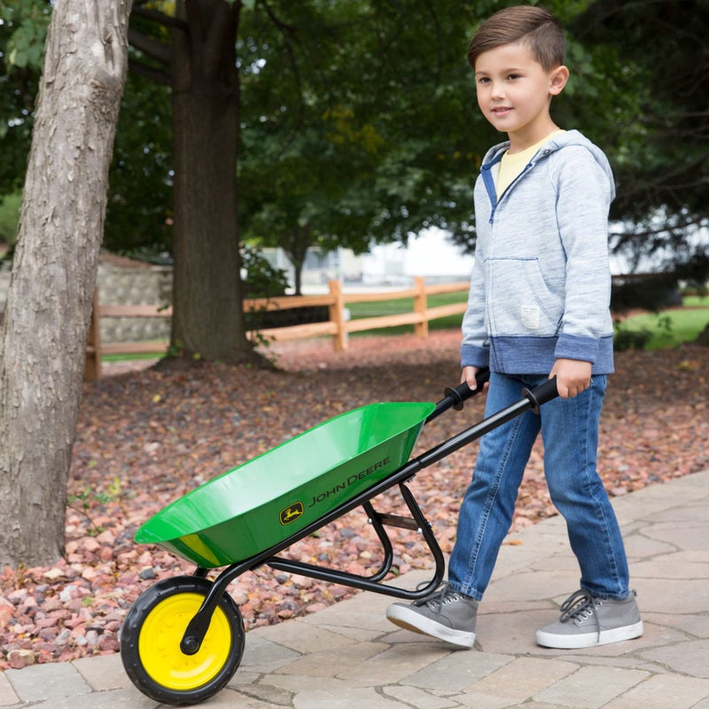 John Deere TOMY John Deere Kids Wheelbarrow - 34 Inch - Kids Gardening Tools - John Deere Toys - Ages 2 Years and Up - Image 5