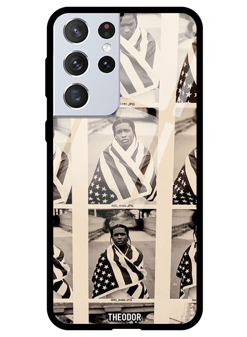 Theodor Protective Tempered Glass Case Cover Samsung Galaxy S21 ULTRA Travis n Flag - Image 1