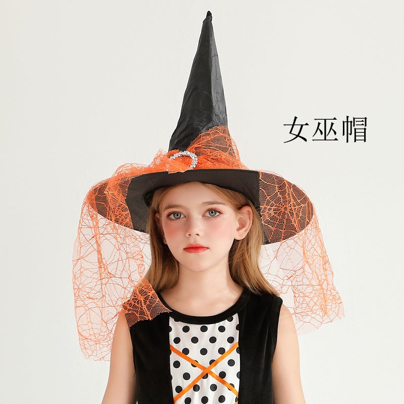 Halloween Kids Witch Costume with Cloak Orange hat