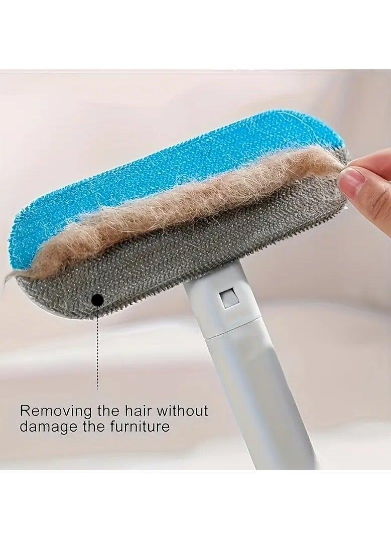 فرشاة إزالة شعر الحيوانات الأليفة 2 في 1 ذات الفعل المزدوج للكلاب والقطط - استخدام رطب وجاف , فرشاة لاصقة قابلة للفصل , مثالية لتنظيف السجاد والأرائك والملابس. - Image 1