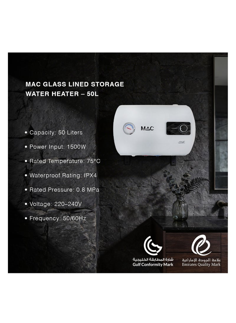 MAC AL GURG MAC Glasslined Storage Electric Water Heater Horizontal 50L - Image 2