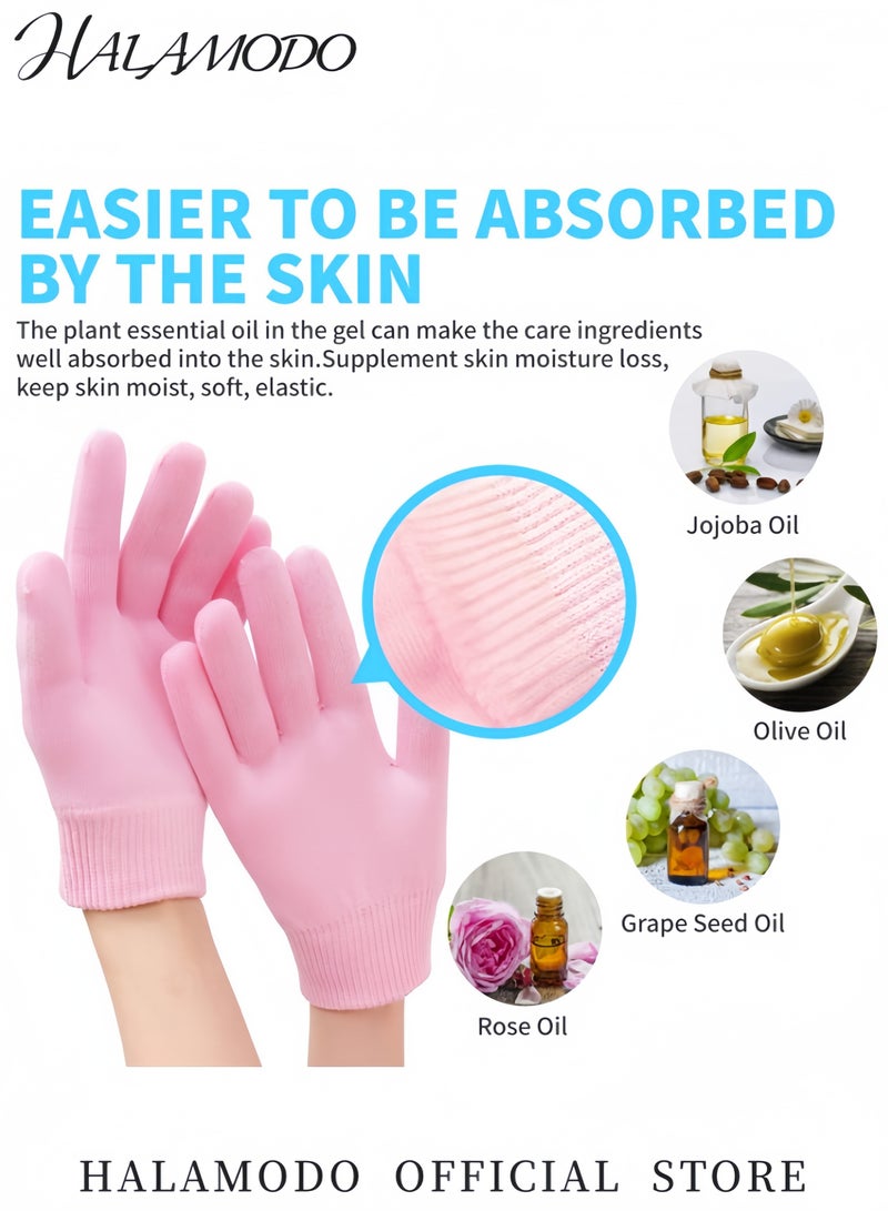 HALAMODO 2 Pcs Moisturizing Gloves and Socks Set Gel Therapy for Dry Cracked Skin Repair and Soften Hands and Feet Spa Skin Care - Image 2