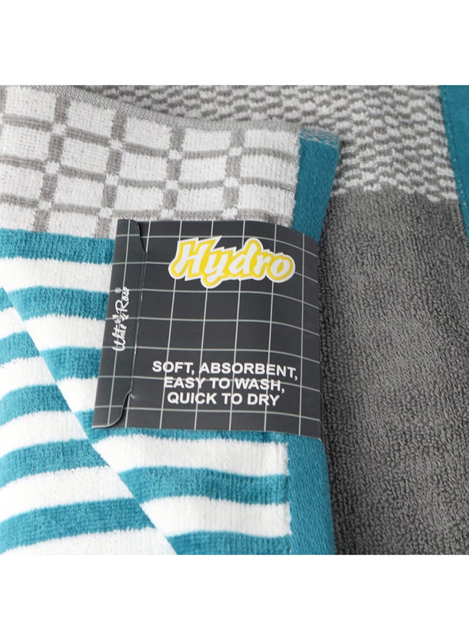 White Rose مجموعة مناشف حمام 4 قطع هيدرو 420 جرام/م² 100% قطن فيلور 4 مناشف حمام 70x140 سم لون خوخي ورمادي تصميم حديث بخطوط لمسة فاخرة فائقة الامتصاص - Image 1