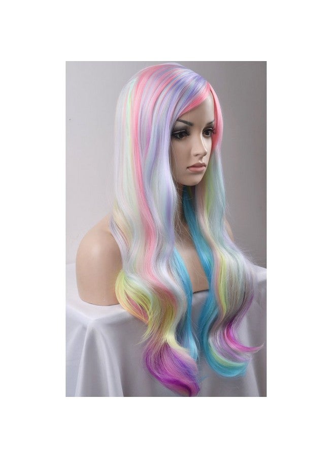 BERON 29.5'' Long Curly Mixed Color Charming Soft Full Wig With Bangs Wig Cap Included (Multi Color) - Image 3