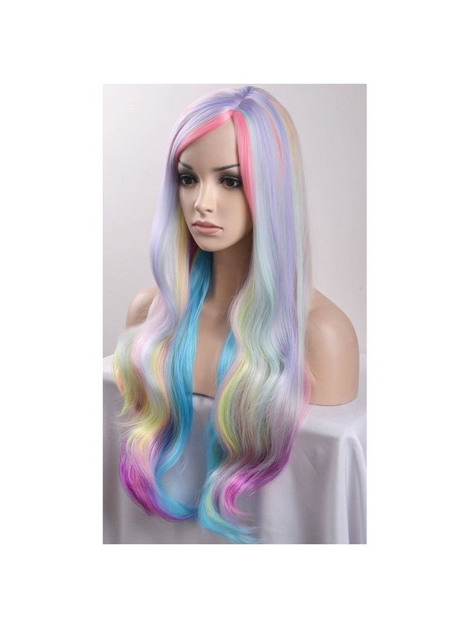 BERON 29.5'' Long Curly Mixed Color Charming Soft Full Wig With Bangs Wig Cap Included (Multi Color) - Image 4
